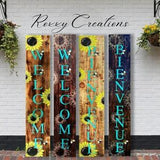 Welcome sunflower porch sign, Welcome bee sign, Porch sign, Outdoor/indoor decoration, Garden decor, wood sign, Sunflower and bee