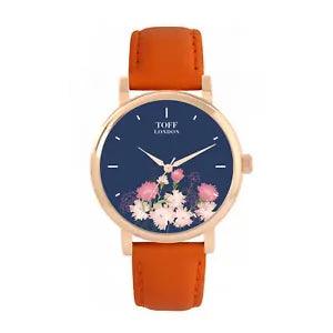 Toff London TLWS-52720 Ladies Pink Carnations Flower Watch
