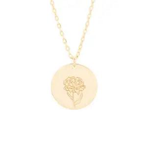 Gold January Flower Pendant - Carnation