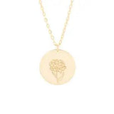 Gold January Flower Pendant - Carnation