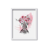 Flirting in Floral - Fashion Illustration Print, Fine Art, Wall Art Print, Poster Illustration, Home decor, Flower Art, Fashion Art, Bouquet