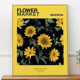 Valencia, Spain Flower Market Yellow Sunflowers Aesthetic Wall Decor Print Poster