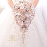 Wedding brooch bouquet Rose gold ivory teardrop brooch bouquet. Wedding bouquet. Cascading bouquet.