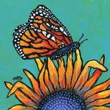 Butterfly and Sunflower Art Print, Colorful print of original painting, 8