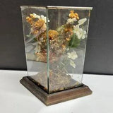 Vintage 70s Glass Terrarium Faux Dried Flowers Leonard Creations California