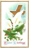 Vintage Postcard Easter Greetings with Cross Calla Lily Flowers Embossed 1914