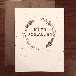 With Sympathy Card - with Plantable Wildflower Seed Paper| Hand Drawn, Pen & Ink Note Card