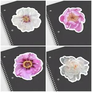 Peony Flowers 4 Pack 4-5 Inch Stickers