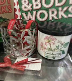 Rare Bath & Body Works CUCUMBER & LILY 3 Wick Scented Candle Plus Candle Holder