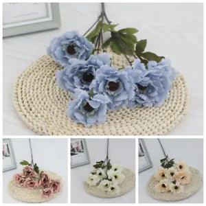 6 Heads Artificial Silk Peony Bouquet Fake-Flowers Party Wedding Home Decor