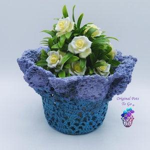 Orchid Pot, Unique Pot, Fan Coral Pot, Flower Pot, Planter, Lacey Pot, Lace Pot, Pot with holes, Blue orchid pot, Doily, Doilie pot, Gift