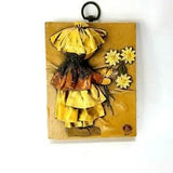 Vintage Square Edges Pressed Lady Holding Flowers Wall Hanging D???cor 7x5