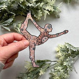 Floral Boho Yoga Sticker, Dancer's Yoga Pose, Yoga Girl Sticker, Yoga Teacher Gift, WATERPROOF, 4.5