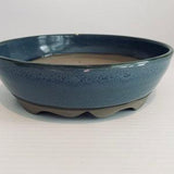 Bonsai pot / round / light blue reflection of green and dark blue Bonsai pot / round / light blue reflections of green and dark blue 21.5x7 cm