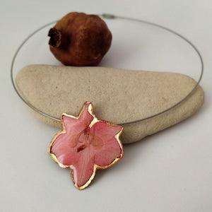 Real pressed orchid necklace, Dried flower pendant, Short statement floral necklace, Handmade gift for woman, Enamel flower jewelry gift