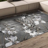 Black and white Floral Area Rugs Orchids and Iris Flowers design Carpet room decor floral rugs gift Present For Wife, Present For Mother