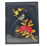 ?Vintage Framed Pressed Inlaid Artwork Birds and Flowers Picture