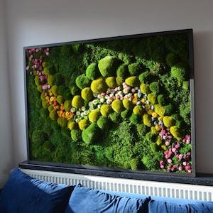 Modern wall art.Wall Art.Nature Room Decor. Real Moss. Moss frame. Chartreuse green Moss Wall .Botanical Art.