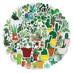 PLANT STICKER PACK, 10 Random Green Plant Stickers, Anime, Vinyl Reusable Sticker, Laptop, Water Bottle Stickers, Scrapbook Stickers, Skater