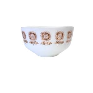 Vintage Federal Glass mixing bowl brown sunflower pattern 2 1/2 quart mixing bowl heatproof mixing bowl made in USA collectible white bowl