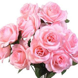 12 Open Light Pink Roses Bush, Artificial Flowers, 4