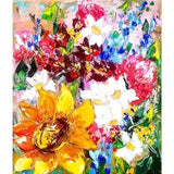 Sunflower Painting Floral Original Art Impasto Oil Painting Bluebonnet Painting Flower Wall Art 12x10 by ArtProkopaloSv