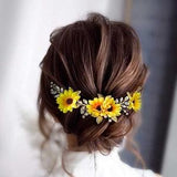 Sunflower Bridal Headpiece | Boho Wedding Hairpiece | Yellow Flower Hair Vine