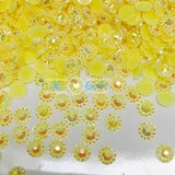 200/1000PCS  4/ 5/ 6mm AB Yellow Round Sunflower Crystal Halo Flatback Rhinestone BlingGems Resin Acrylic Flatback Deco Nail Art Craft