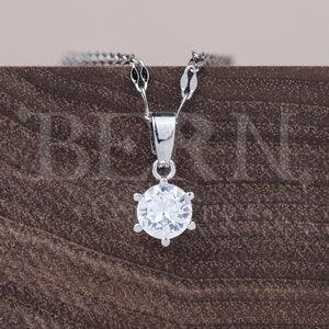 Diamond Solitaire Pendant ? Lucky ? Gift for her ? Boho ? Diamond ? Statement necklace ? Silver necklace ? Minimalist necklace ? Princess