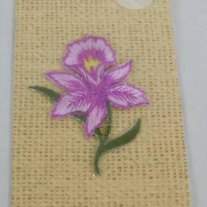 Wrights Sew On Applique Embroidered Purple Flower Lily Patch 2"x1.5" NOS Floral