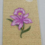 Wrights Sew On Applique Embroidered Purple Flower Lily Patch 2"x1.5" NOS Floral