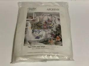 Vintage Something Special Afghan Tiger Lilies and Tulips Cross Stitch Kit 1989