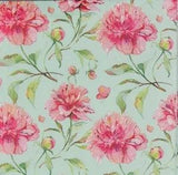 TWO Individual Napkins Peonies Flowers Cocktail for Decoupage (773)
