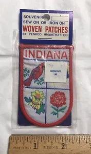 NIP Indiana State Bird Flower Cardinal Peony Souvenir IN Woven Badge Patch