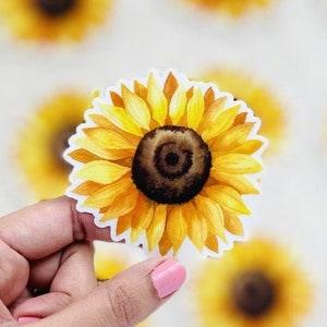 Sunflower Sticker, Floral Laptop Sticker, Sunflower Vinyl Sticker, water bottle sticker, Clear Sticker, Floral Stickers