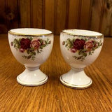 Set of 2 Royal Albert Old Country Roses Egg Cup, Footed Egg Cup