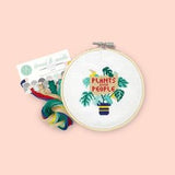 Full Cross Stitch Kit: Plants Over People - DIY Kit - 5-inch Hoop, Fabric, Thread, Needle, Instructions - Beginner Cross Stitch Embroidery