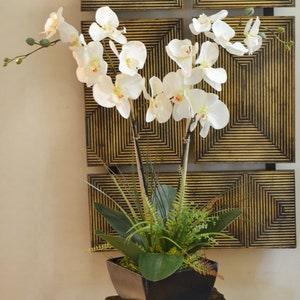 White Orchids with Fern and Foliage
