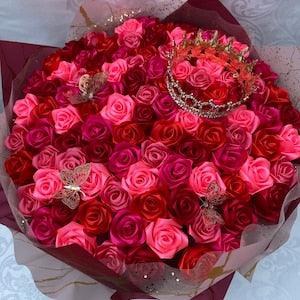 100 Rose Ramo Buchon, Queen Bouquet, 5 Color Red Pink Bouquet, Eternal Rose Bouquet, Birthday Bouquet, Engagement Bouquet, Princess Bouquet