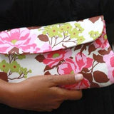 Pink Floral Clutch, Clutch Purse, Padded Pouch - Rose Bouquet clutch