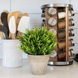 Modern Bamboo Plant Decor, Green Leaves, Rustic Home Decoration, DIY Interior Design, Fake Flowers, Faux Succulent in Pot, Ceramic Like Pots