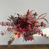 Loose Eucalyptus Burgundy Wedding Bouquet,Marsala Bridal Bouquet, Magenta Wedding Bouquet, Dried flowers Bouquet, Fall Wedding Flowers