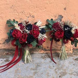 Red wedding bouquet, Burgundy bridal bouquet, Boho bouquet for bride Wedding accessories, Natural wedding bouquet Handmade