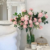 Pale Pink English Roses, two-tone pink faux flower stems, silk artificial sprays, DIY wedding decor, romantic floral arrangement, home decor