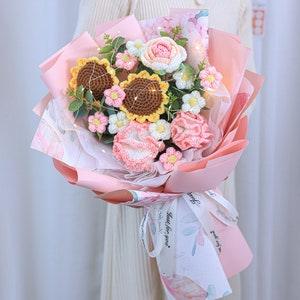 Crochet carnation bouquets,an Valentines Day anniversary  wedding birthday Christmas gifts,Best Gifts for her your mother friends  honey