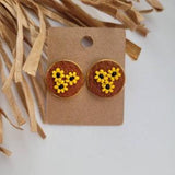 Flower Beaded Earrings, Sunflower Beaded Earrings