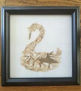 Pressed Flowers Picture SWAN gift no dye Botanical Artwork Herbarium