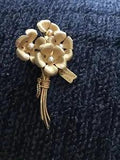Vintage 12k Gold Filled Bouquet Of Flowers With Pearls Pin January Carnation IPS