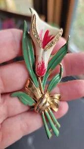 40s Vintage Pot Metal Calla Lily Brooch