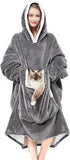 Wearable Blanket Hoodie with Giant Pocket ???Pet Won'T Leave?? Extra Soft Sherpa Fl